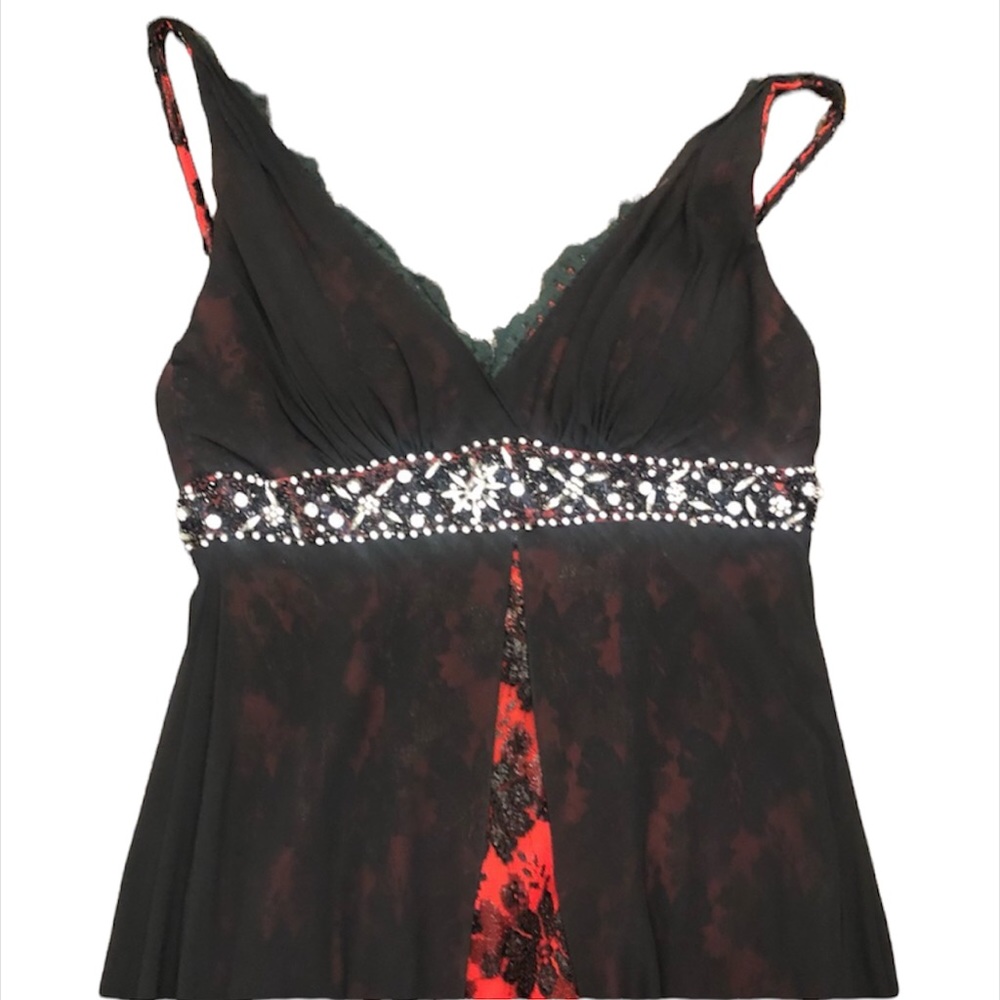 Glam Gurlz by Precious Formals Sz 8 Red & Black ALine, Lace Up Prom/Formal Gown